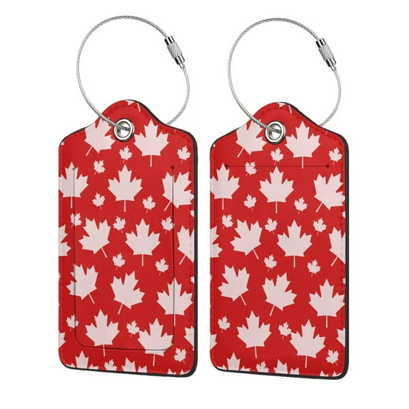Disketp 1 Luggage Tag For Suitcase,Maple Leaves Leather Baggage Tag With Stainless Steel Loop Privacy Cover For Women Men Girls