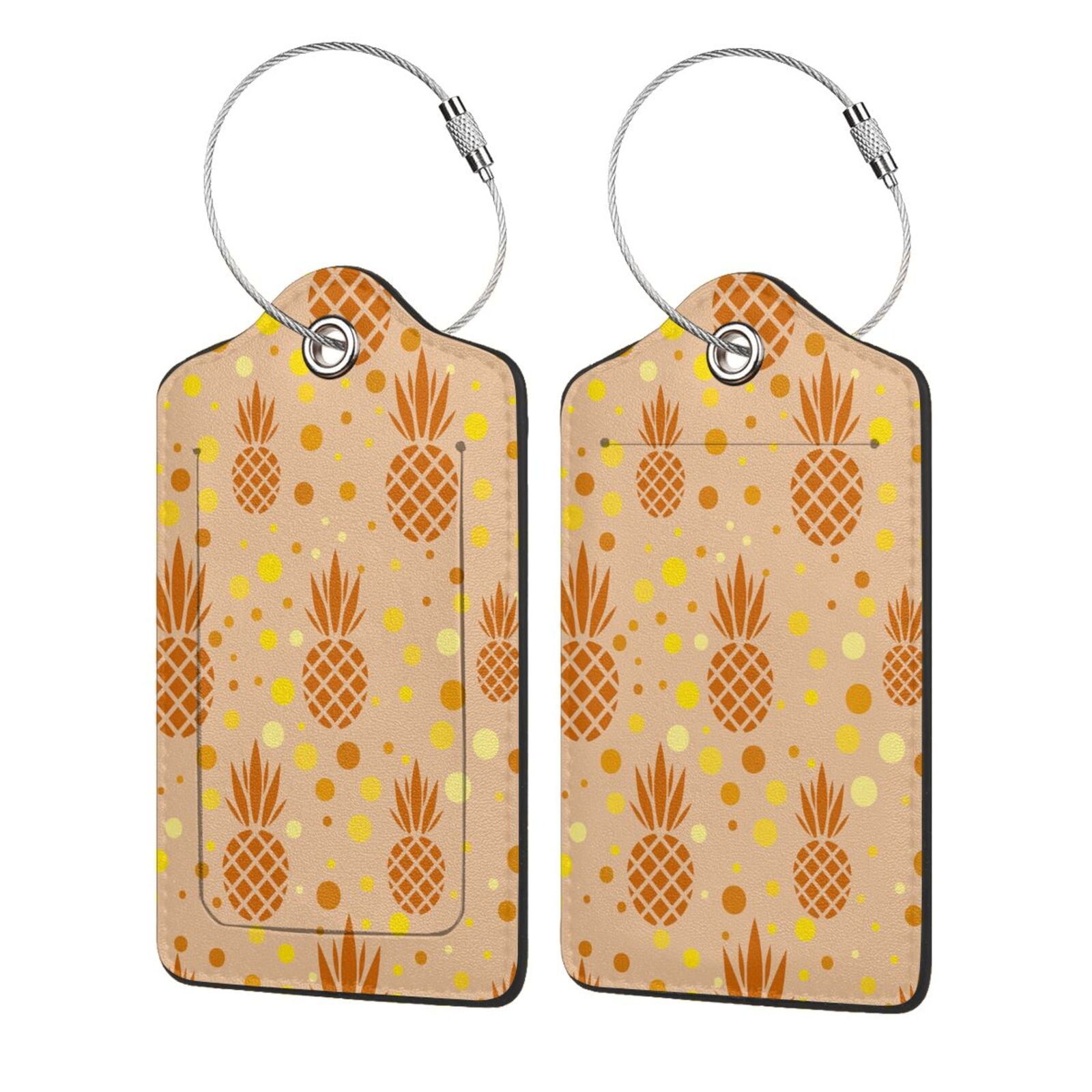 Disketp 1 Luggage Tag For Suitcase,Pineapples Leather Baggage Tag With Stainless Steel Loop ...