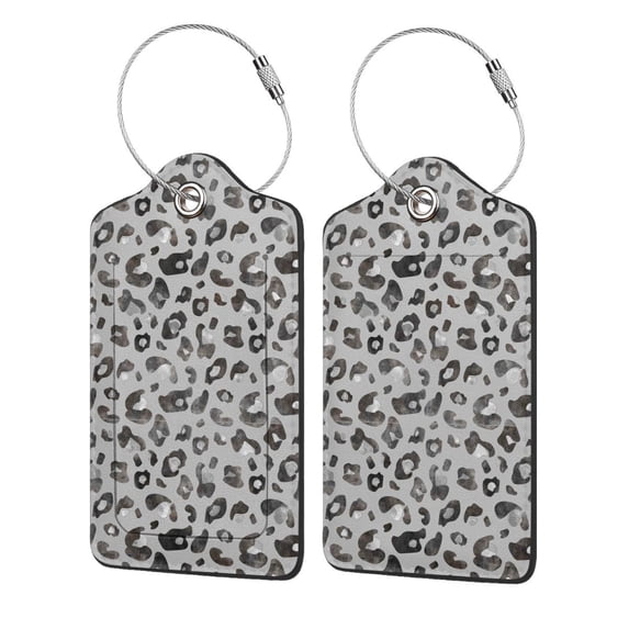 Disketp 1 Luggage Tag For Suitcase,Wild Animal Leopard Print Pattern Leather Baggage Tag With Stainless Steel Loop Privacy Cover For Women Men Girls