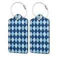 thumbnail image 1 of Disketp 2 PCS Luggage Tag for Suitcase,Blue Squares Leather Baggage Tag with Stainless Steel Loop Privacy Cover for Women Men Girls, 1 of 5