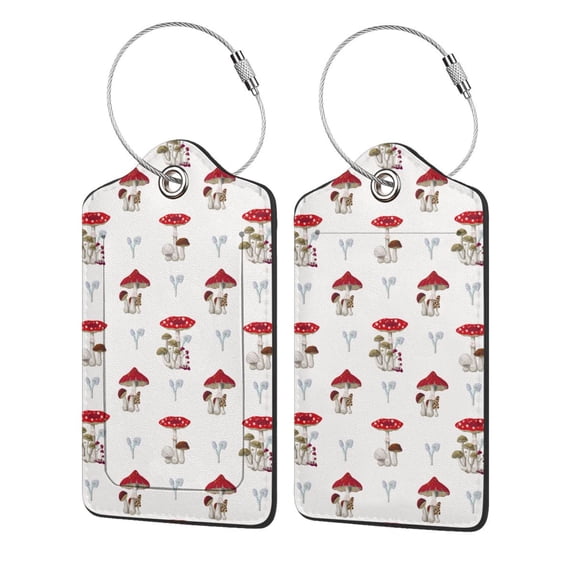 Disketp 1 Luggage Tag for Suitcase,Gnome Camping Leather Baggage Tag with Stainless Steel Loop Privacy Cover for Women Men Girls