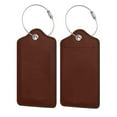 thumbnail image 1 of Disketp 2 Pcs Luggage Tag For Suitcase,Brown Leather Baggage Tag With Stainless Steel Loop Privacy Cover For Women Men Girls, 1 of 5