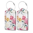 thumbnail image 1 of Disketp 2 Pcs Luggage Tag For Suitcase,Colorful Flowers Leather Baggage Tag With Stainless Steel Loop Privacy Cover For Women Men Girls, 1 of 5