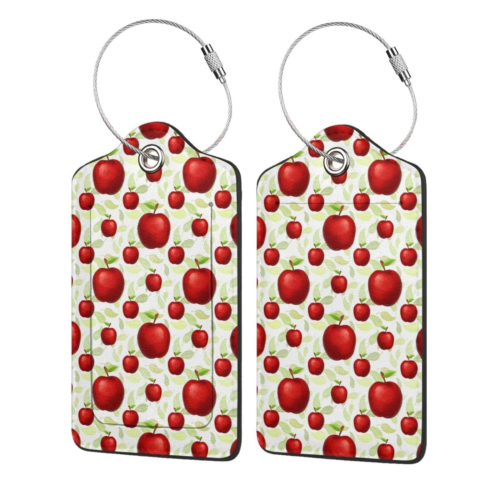 Disketp 2 Pcs Luggage Tag For Suitcase,Fruit Apples Leather Baggage Tag