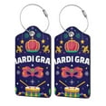 thumbnail image 1 of Disketp 2 Pcs Luggage Tag For Suitcase,Happy Mardi Gras Leather Baggage Tag With Stainless Steel Loop Privacy Cover For Women Men Girls, 1 of 5