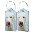 thumbnail image 1 of Disketp 2 Pcs Luggage Tag For Suitcase,Puppy Licks Nose Leather Baggage Tag With Stainless Steel Loop Privacy Cover For Women Men Girls, 1 of 5