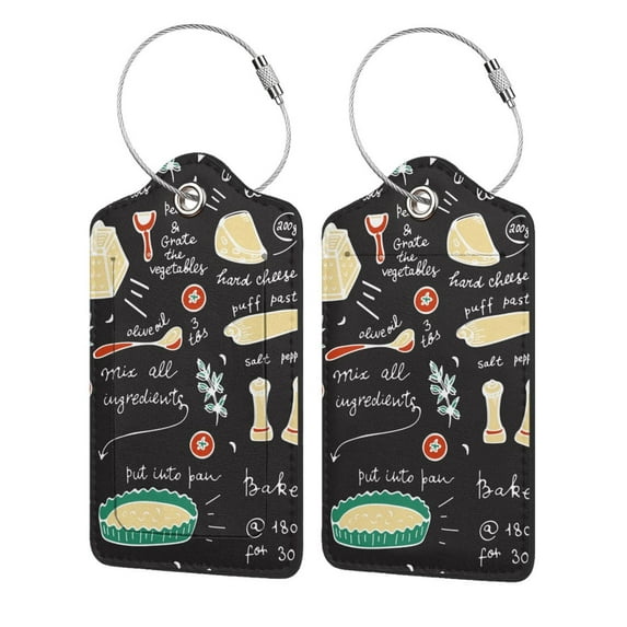 Disketp 2 Pcs Luggage Tag For Suitcase,Vegetable Quiche Leather Baggage Tag With Stainless Steel Loop Privacy Cover For Women Men Girls