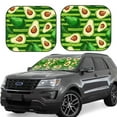 thumbnail image 1 of Disketp 2 Piece Avocado Green Striped Pattern Windshield Sunshades,Folding Windshield Sun Shade For Car Suv Trucks Sedan,Blocks Uv Rays Sun Visor Protector-Small, 1 of 7