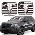 thumbnail image 1 of Disketp 2 Piece Bull Skull On The Us Flag Pattern Windshield Sunshades,Folding Windshield Sun Shade For Car Suv Trucks Sedan,Blocks Uv Rays Sun Visor Protector-Small, 1 of 7