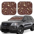 thumbnail image 1 of Disketp 2 Piece Coffee And Flowers Pattern Windshield Sunshades,Folding Windshield Sun Shade For Car Suv Trucks Sedan,Blocks Uv Rays Sun Visor Protector-Medium, 1 of 7