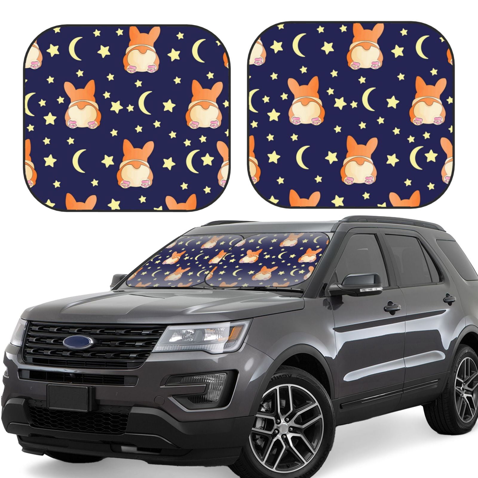 Corgi Butt Pattern Print Car Sun Shade