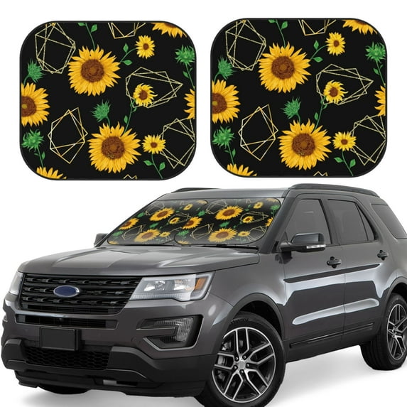 Disketp 2 Piece Flower Pattern Windshield Sunshades,Folding Windshield Sun Shade For Car Suv Trucks Sedan,Blocks Uv Rays Sun Visor Protector-Large