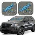 thumbnail image 1 of Disketp 2 Piece Fun Riding Dinosaur Pattern Windshield Sunshades,Folding Windshield Sun Shade For Car Suv Trucks Sedan,Blocks Uv Rays Sun Visor Protector-Small, 1 of 7