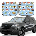 thumbnail image 1 of Disketp 2 Piece Kawaii Sushi (2) Pattern Windshield Sunshades,Folding Windshield Sun Shade For Car Suv Trucks Sedan,Blocks Uv Rays Sun Visor Protector-Small, 1 of 7