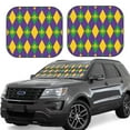 thumbnail image 1 of Disketp 2 Piece Mardi Gras Pattern Windshield Sunshades,Folding Windshield Sun Shade For Car Suv Trucks Sedan,Blocks Uv Rays Sun Visor Protector-Small, 1 of 7