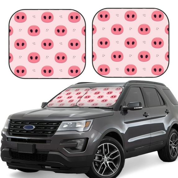 Disketp 2 Piece Pig Noses Pattern Windshield Sunshades,Folding Windshield Sun Shade For Car Suv Trucks Sedan,Blocks Uv Rays Sun Visor Protector-Small