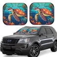 thumbnail image 1 of Disketp 2 Piece Sea Turtle In Coral Pattern Windshield Sunshades,Folding Windshield Sun Shade For Car Suv Trucks Sedan,Blocks Uv Rays Sun Visor Protector-Small, 1 of 7
