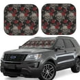 thumbnail image 1 of Disketp 2 Piece Skull And Red Roses Pattern Windshield Sunshades,Folding Windshield Sun Shade For Car Suv Trucks Sedan,Blocks Uv Rays Sun Visor Protector-Large, 1 of 7