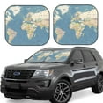 thumbnail image 1 of Disketp 2 Piece World Map Pattern Windshield Sunshades,Folding Windshield Sun Shade For Car Suv Trucks Sedan,Blocks Uv Rays Sun Visor Protector-Medium, 1 of 7