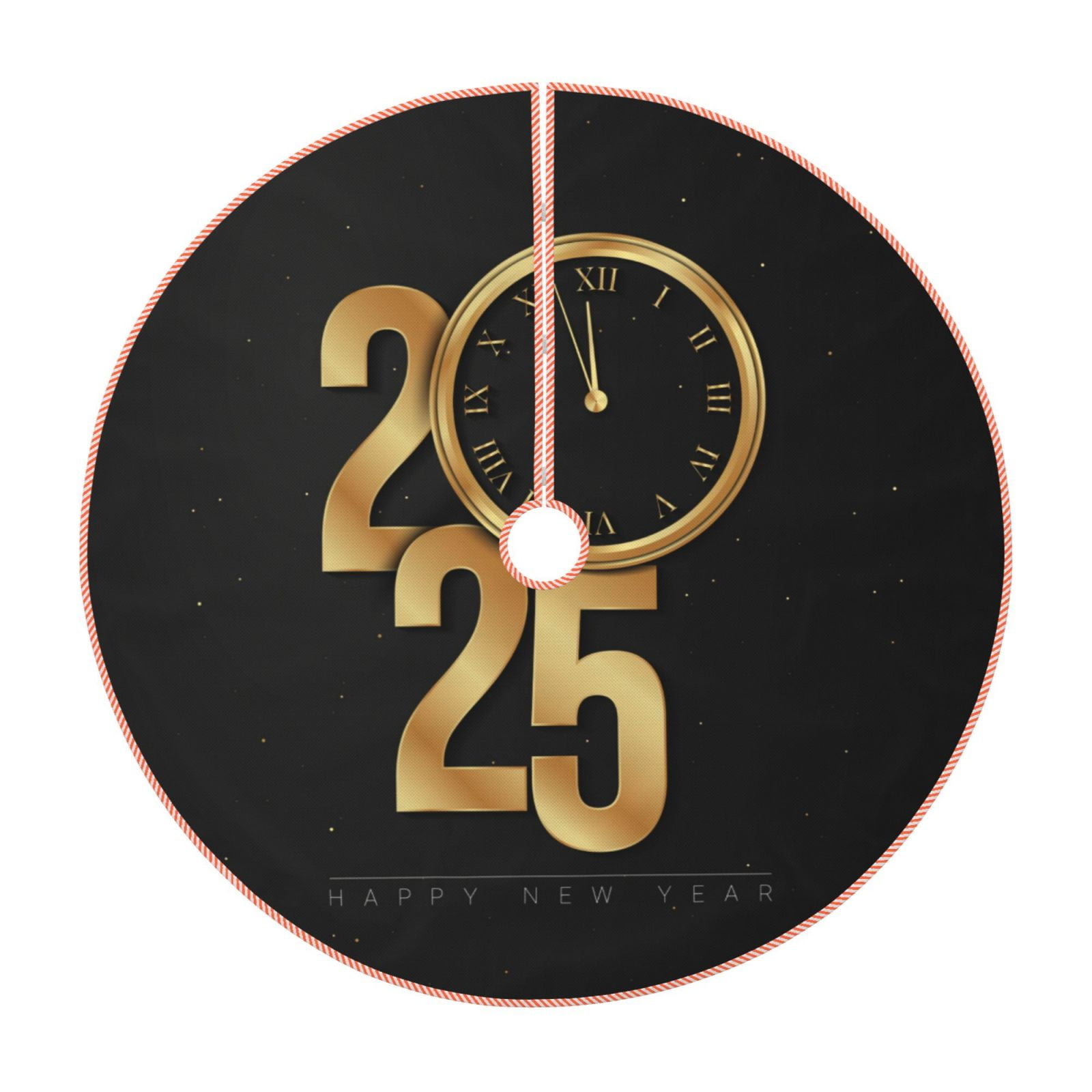 Disketp 2025 Happy New Year Christmas Tree Skirt, Christmas Tree
