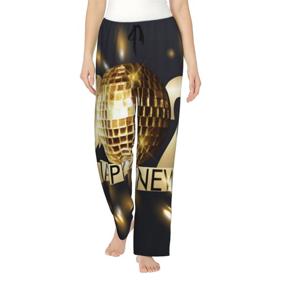 Disketp 2025 New Year 3 Women's Comfy Pajama Pants Casual Drawstring Palazzo Lounge Wide Leg Pants-Large
