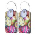 thumbnail image 1 of Disketp 4 Pcs Luggage Tag For Suitcase,Colorful Easter Eggs Leather Baggage Tag With Stainless Steel Loop Privacy Cover For Women Men Girls, 1 of 5