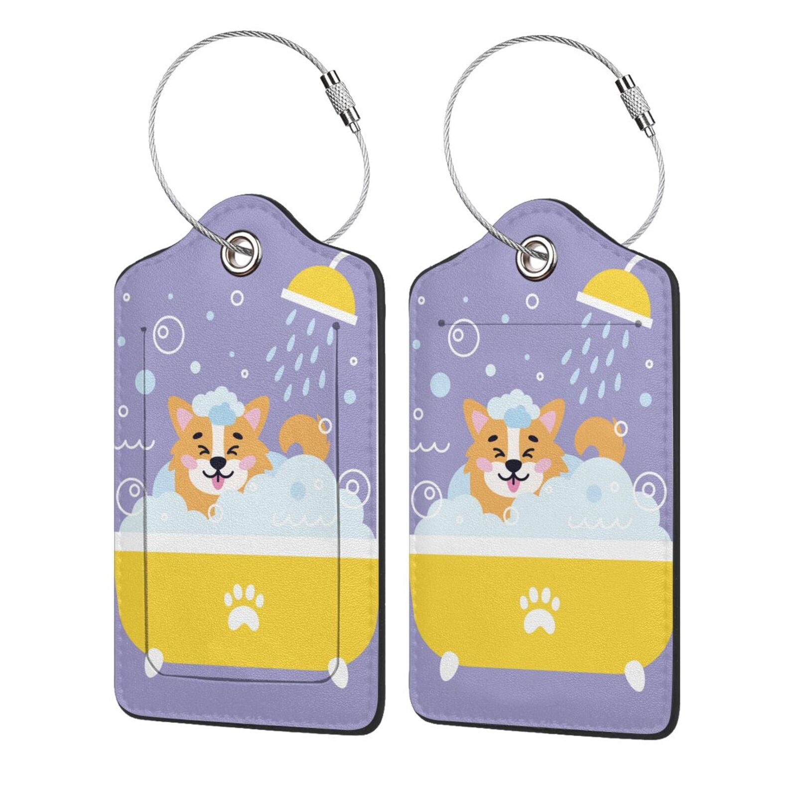 Disketp 4 Pcs Luggage Tag For Washing In Bathtub Leather