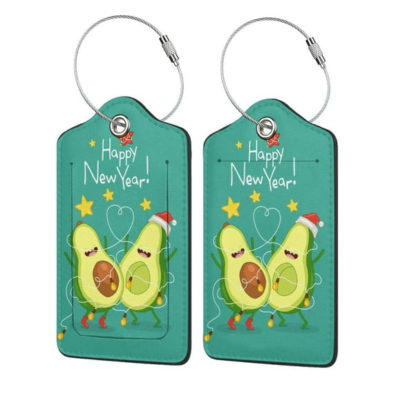 Disketp 4 Pcs Luggage Tag For Suitcase,Funny Avocado Leather Baggage Tag With Stainless Steel Loop Privacy Cover For Women Men Girls
