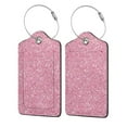 thumbnail image 1 of Disketp 4 Pcs Luggage Tag For Suitcase,Glitter Pink Leather Baggage Tag With Stainless Steel Loop Privacy Cover For Women Men Girls, 1 of 5