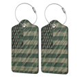 thumbnail image 1 of Disketp 4 Pcs Luggage Tag For Suitcase,Jungle Green Camo Usa Flag Leather Baggage Tag With Stainless Steel Loop Privacy Cover For Women Men Girls, 1 of 5