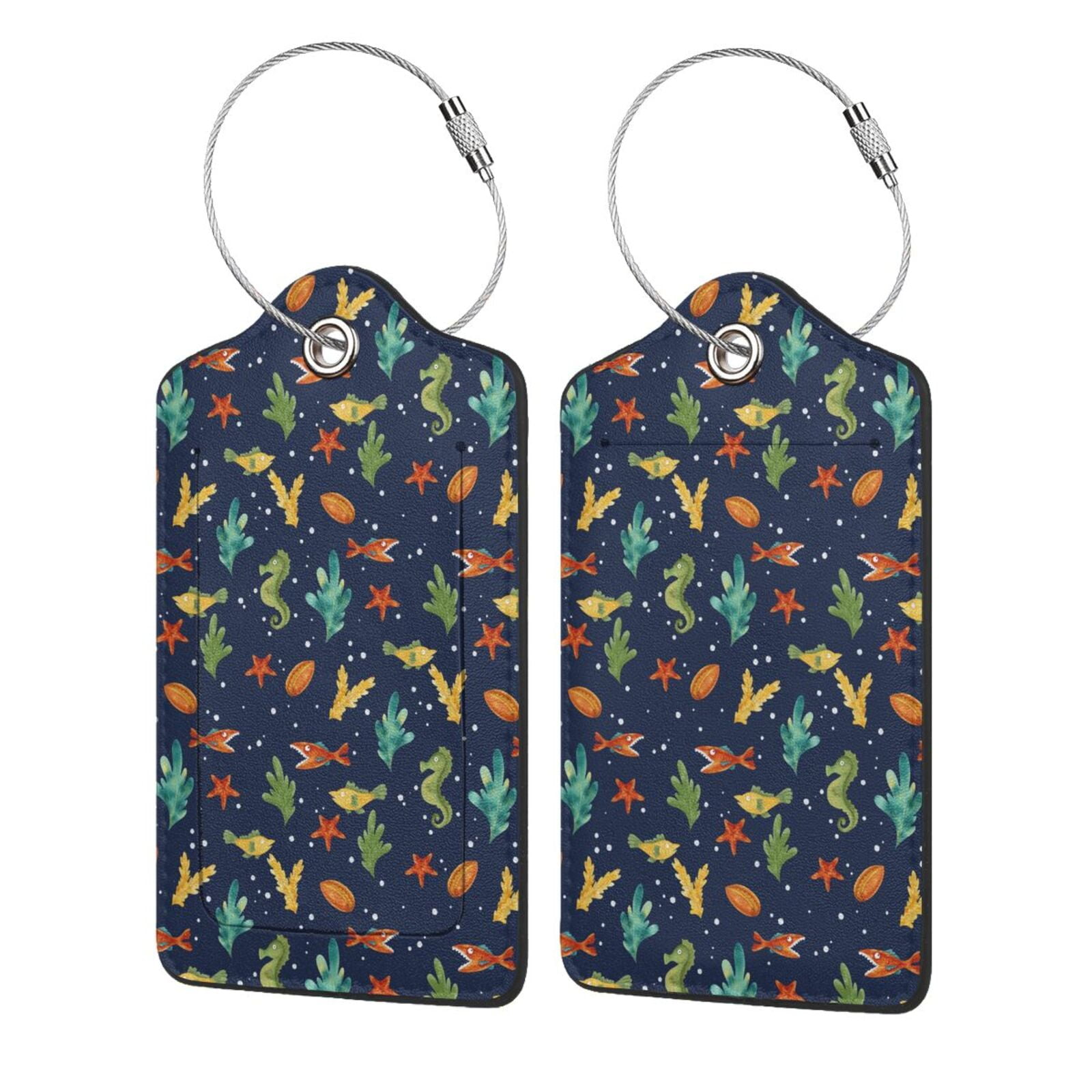 Disketp 4 Pcs Luggage Tag For Suitcase,Shells And Seaweed Leather ...