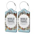 thumbnail image 1 of Disketp 4 Pcs Luggage Tag For Suitcase,World Travel Leather Baggage Tag With Stainless Steel Loop Privacy Cover For Women Men Girls, 1 of 5