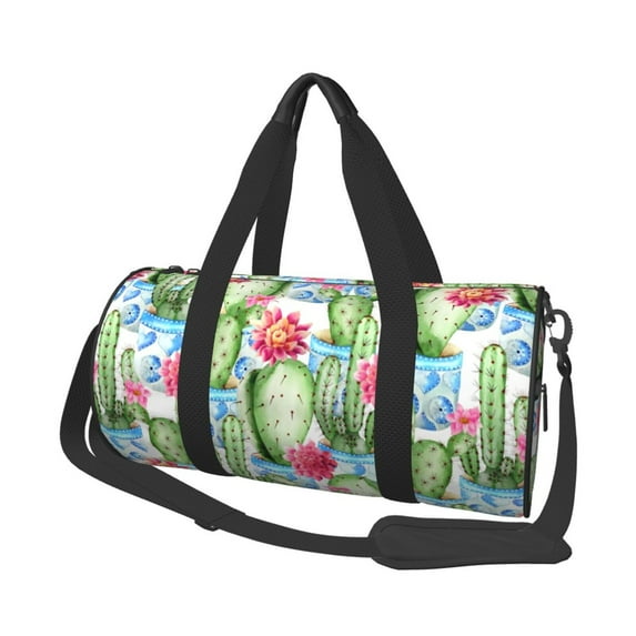 Disketp 45l Foldable Duffel Bag,Water-Resistant Sports Gym Bag,Portable Weekender Bag Lightweight For Travel,Fitness And Camping-Flowers And Cactus