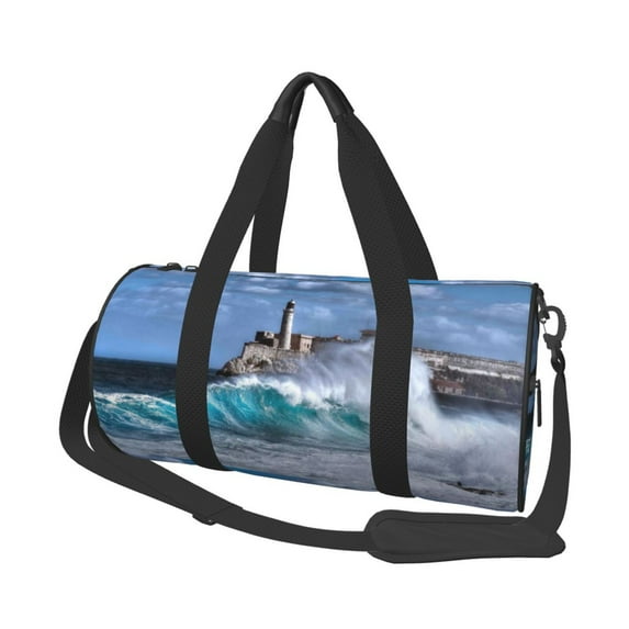Disketp 45l Foldable Duffel Bag,Water-Resistant Sports Gym Bag,Portable Weekender Bag Lightweight For Travel,Fitness And Camping-Lighthouse In Havana