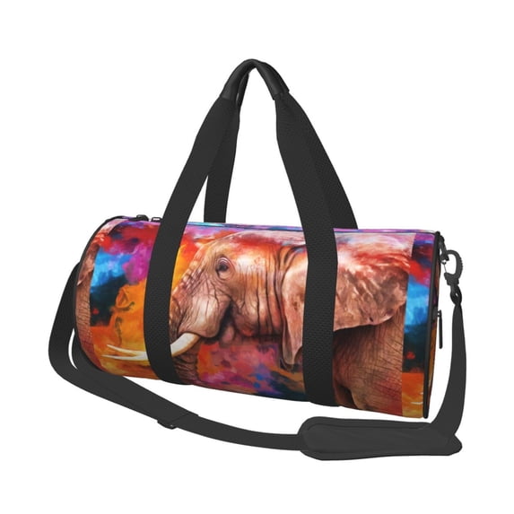 Disketp 45l Foldable Duffel Bag,Water-Resistant Sports Gym Bag,Portable Weekender Bag Lightweight For Travel,Fitness And Camping-Oil Paintings Of Elephants
