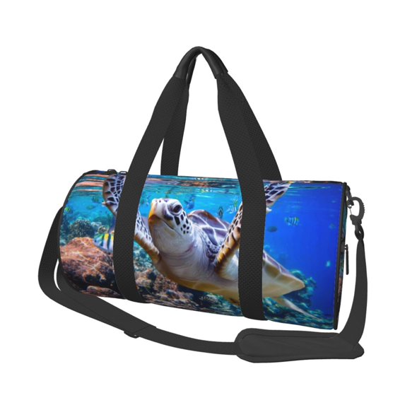 Disketp 45l Foldable Duffel Bag,Water-Resistant Sports Gym Bag,Portable Weekender Bag Lightweight For Travel,Fitness And Camping-Sea Turtle Swims