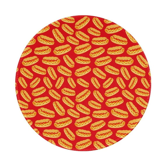 Disketp A Big Hot Dog Small Mouse Pad 7.9x7.9 Inches,Washable Round Mousepad for Office Laptop Computer,Non-Slip Rubber Base Mouse Pads for Wireless Mouse