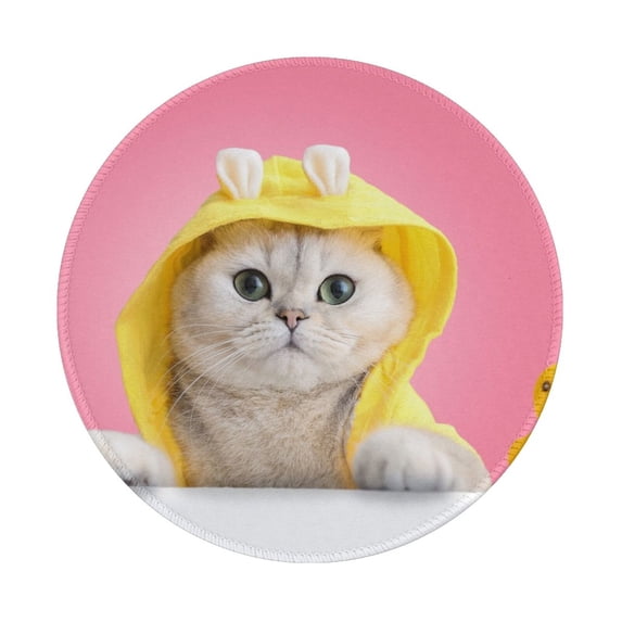Disketp A Funny Cat Small Mouse Pad 7.9x7.9 Inches,Washable Round Mousepad For Office Laptop Computer,Non-Slip Rubber Base Mouse Pads For Wireless Mouse