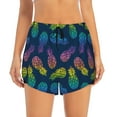 thumbnail image 1 of Disketp Abstract Bright Pineapple Fruit Retro Print Women's Shorts Workout Shorts for Athletic Gym Running Shorts with Phone Pockets Large, 1 of 8