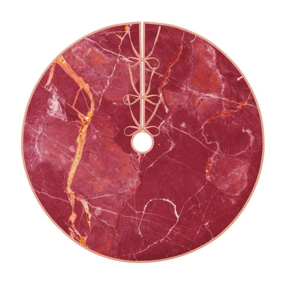 Disketp Abstract Red Marble Christmas Tree Skirt, Christmas Tree Decorations, Christmas Decor, Tree Mat Decoration(30-48IN)-48"