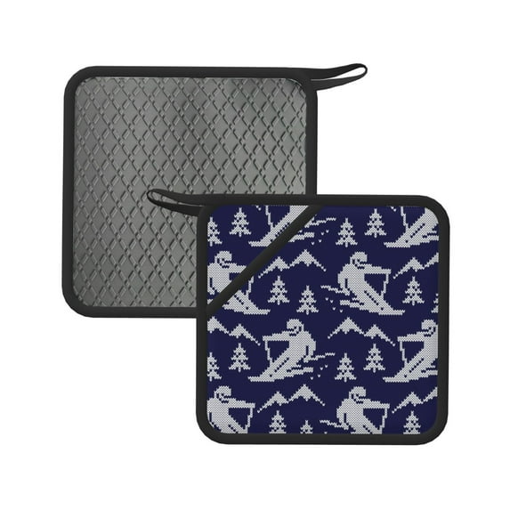 Disketp Abstract Skiing Pot Holders Kitchen Insulation Mats Heat Resistant Pot-Holder Oven Anti-Scald Pads for Cooking Baking, 7.1*7.1inch