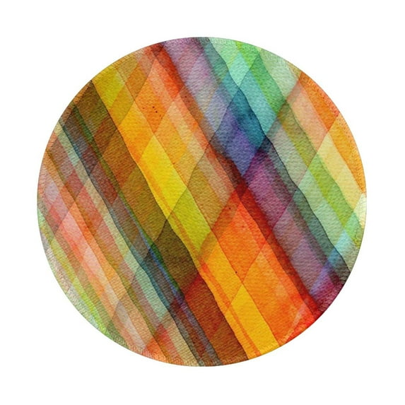 Disketp Abstract Watercolors Tartan Small Mouse Pad 7.9x7.9 Inches,Washable Round Mousepad For Office Laptop Computer,Non-Slip Rubber Base Mouse Pads For Wireless Mouse