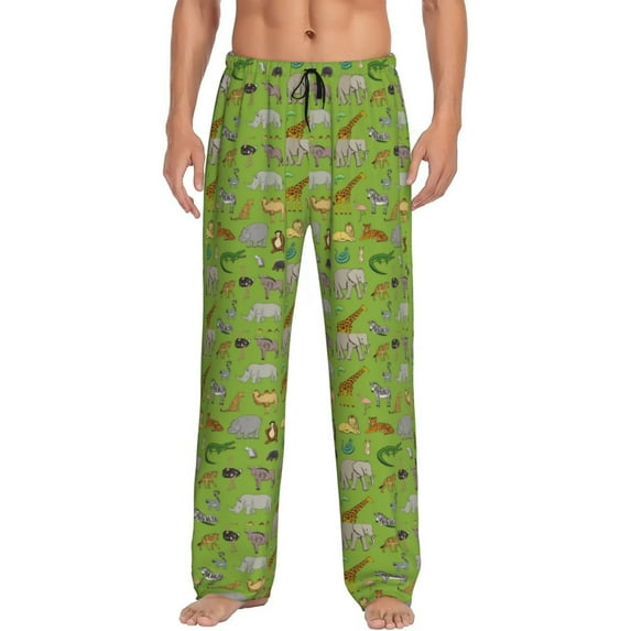 Disketp African Animals 1 Men's Pajama Pants - Ultra Soft Fleece Sleep and Lounge Pants (Size: S-XXL)-Medium