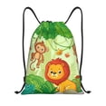 thumbnail image 1 of Disketp African Animals in the Jungle Drawstring Backpack Drawstring Gym Bags Draw String Bags for Sports, Gym, Travel, Swimming, Beach-Small, 1 of 6