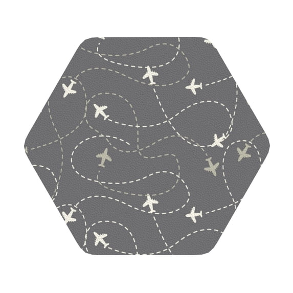 Disketp Airplane Routes Around The World Funny Coasters,4 Pcs Leather Coasters With Holder, Perfect Housewarming Hostess Gifts,Protect Furniture From Water Marks Scratch And Damage