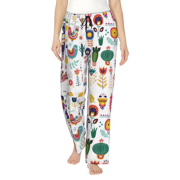 Disketp Alpaca Flower Print Women'S Comfy Pajama Pants Casual Drawstring Palazzo Lounge Wide Leg Pants