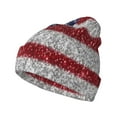 thumbnail image 1 of Disketp America Flag Glitter Winter Beanie for Men Women Beanie Knit Hat Cuffed Cap Beanie Knit Chunky Snow Cap, 1 of 6