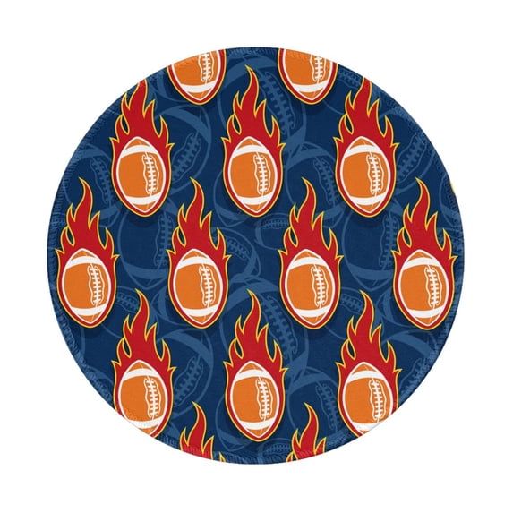 Disketp American Football and Fire Flames Small Mouse Pad 7.9x7.9 Inches,Washable Round Mousepad for Office Laptop Computer,Non-Slip Rubber Base Mouse Pads for Wireless Mouse