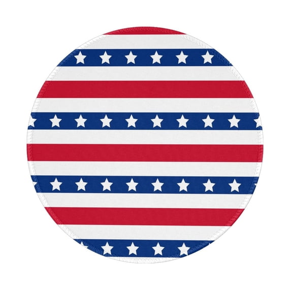 Disketp American Patriotic Stars And Stripes Small Mouse Pad 7.9x7.9 Inches,Washable Round Mousepad For Office Laptop Computer,Non-Slip Rubber Base Mouse Pads For Wireless Mouse
