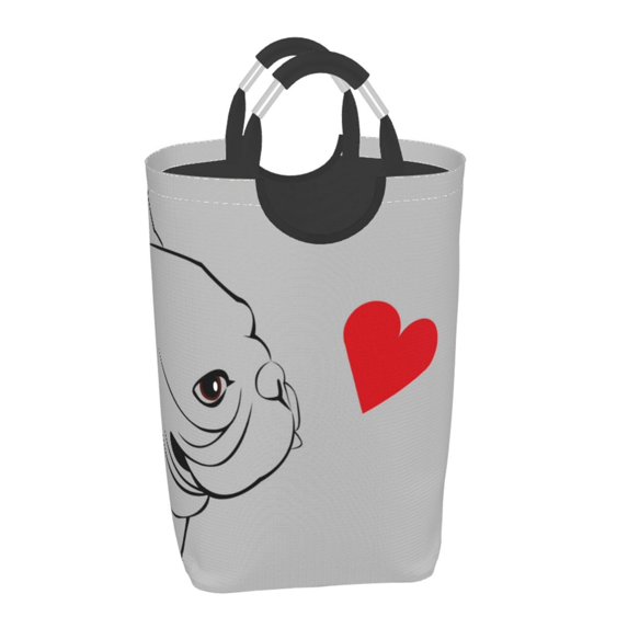 Disketp Animal Bulldog1 Square Laundry Bag Large Collapsible Dirty Clothes Bags With Handles Waterproof Essentials Storage For College Dorm, Family